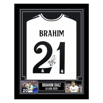 Signed Brahim Diaz Framed Shirt - La Liga 2025