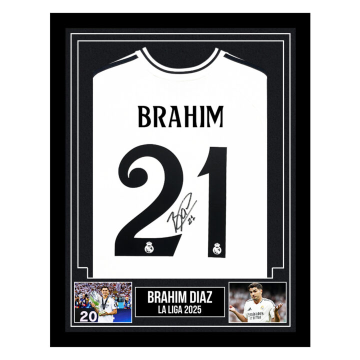 Signed Brahim Diaz Framed Shirt - La Liga 2025