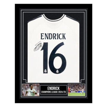 Signed Endrick Framed Shirt - Champions League 2024/25