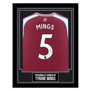 Tyrone Mings Signed Framed Shirt - Aston Villa Autograph