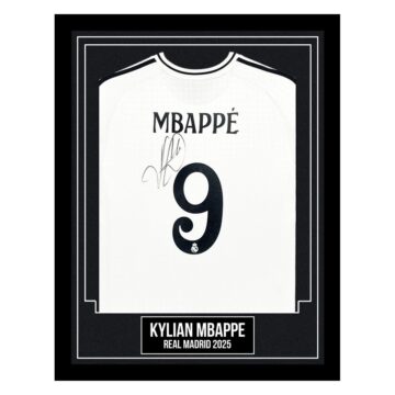 Kylian Mbappe Signed Framed Shirt - Real Madrid 2025