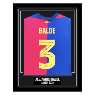Alejandro Balde Signed Framed Shirt - La Liga 2025