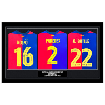 Signed Rolfo, Paredes & Batlle Framed Shirts - FC Barcelona Femeni 2025