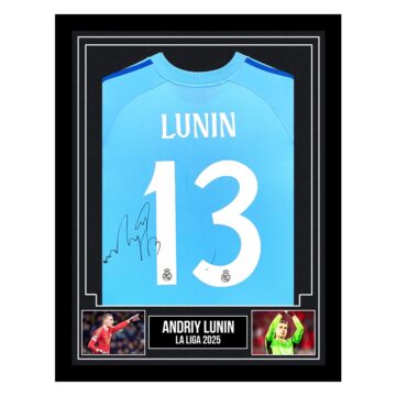 Signed Andriy Lunin Framed Shirt - La Liga 2025