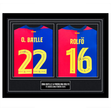 Signed Ona Batlle & Fridolina Rolfo Framed Duo Shirts - FC Barcelona Femeni 2025