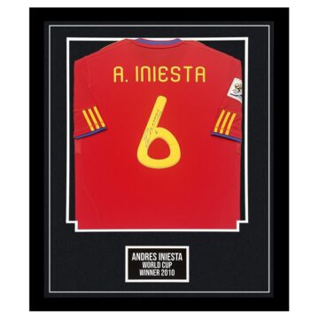 Signed Andres Iniesta Framed Shirt - World Cup Winner 2010
