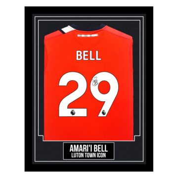 Amari'i Bell Signed Framed Shirt - Luton Town Icon