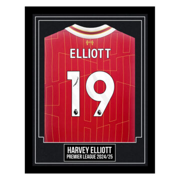 Harvey Elliott Signed Framed Shirt - Premier League 2024/25