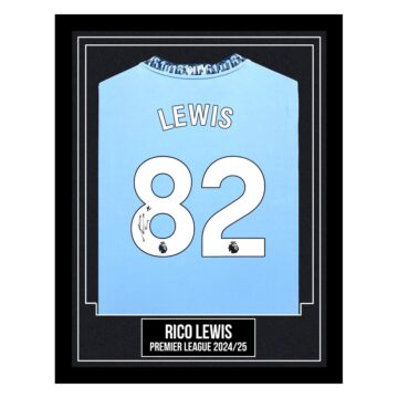 Rico Lewis Signed Framed Shirt - Premier League 2024/25