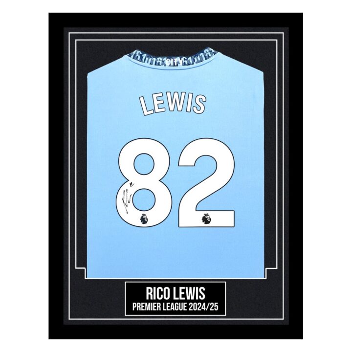 Rico Lewis Signed Framed Shirt - Premier League 2024/25