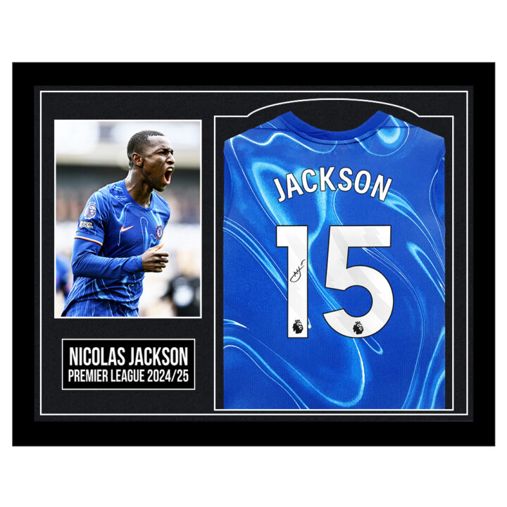 Framed Nicolas Jackson Signed Shirt - Premier League 2024/25