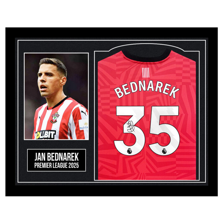 Framed Jan Bednarek Signed Shirt - Premier League 2025