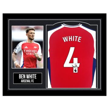 Framed Ben White Signed Shirt - Arsenal FC Autograph
