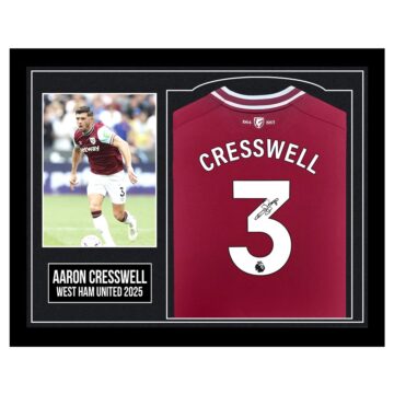 Framed Aaron Cresswell Signed Shirt - West Ham United 2025
