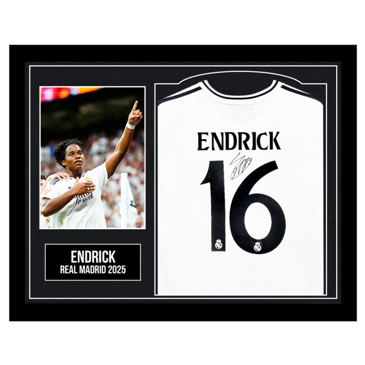 Framed Endrick Signed Shirt - Real Madrid 2025