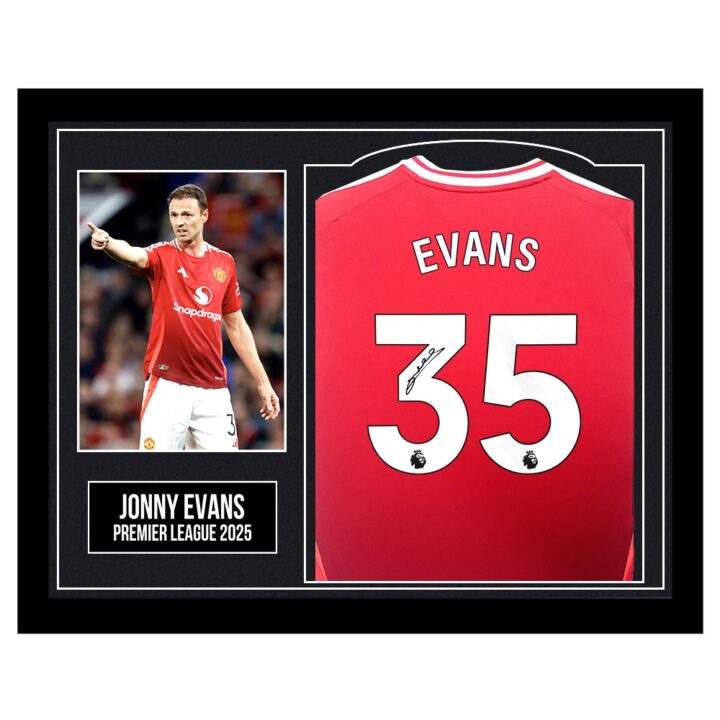 Framed Jonny Evans Signed Shirt - Premier League 2025
