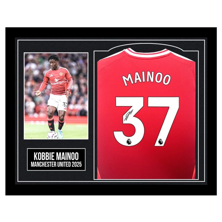 Framed Kobbie Mainoo Signed Shirt - Manchester United 2025