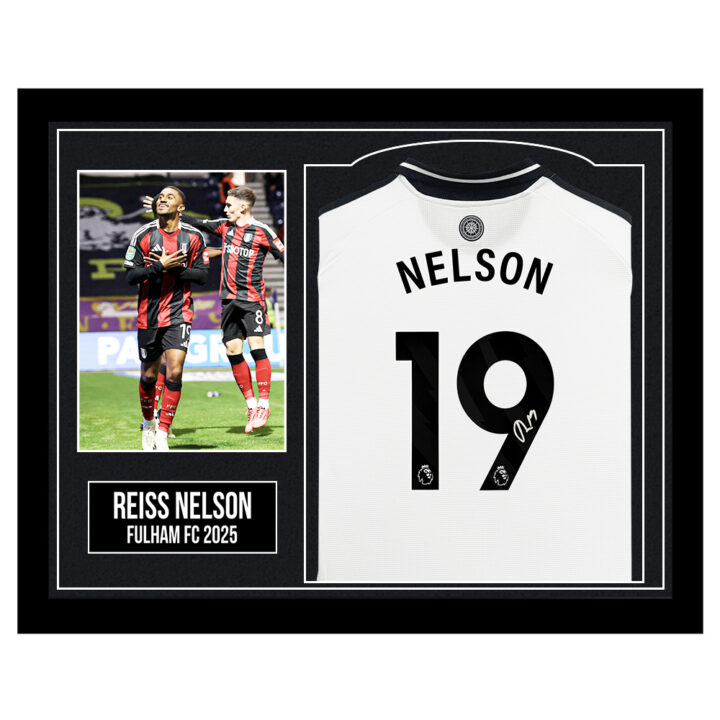 Framed Reiss Nelson Signed Shirt - Fulham FC 2025