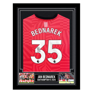 Signed Jan Bednarek Framed Shirt - Southampton FC 2025