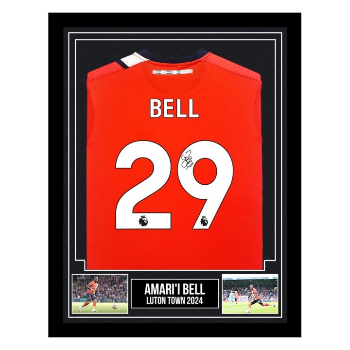 Signed Amari'i Bell Framed Shirt - Luton Town 2024