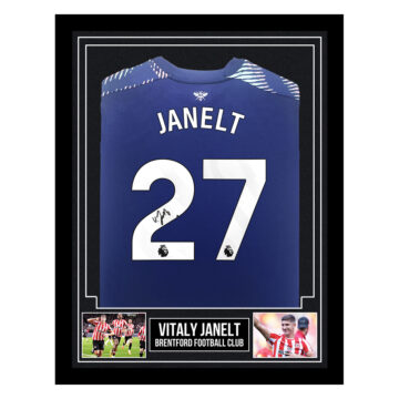 Signed Vitaly Janelt Framed Away Shirt - Brentford Football Club