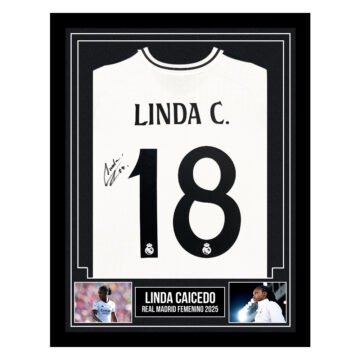 Signed Linda Caicedo Framed Shirt - Real Madrid Femenino 2025