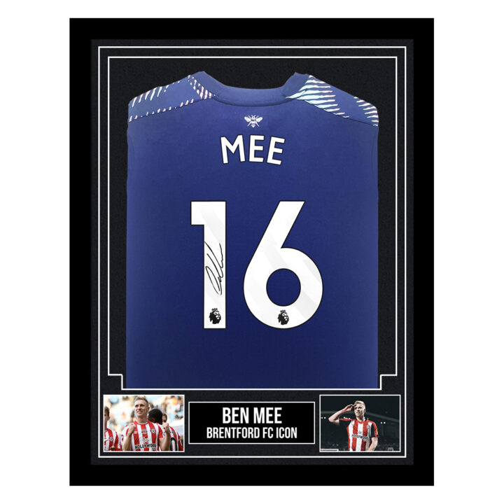 Signed Ben Mee Framed Away Shirt - Brentford FC Icon