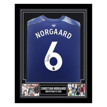 Signed Christian Norgaard Framed Away Shirt - Brentford FC Icon