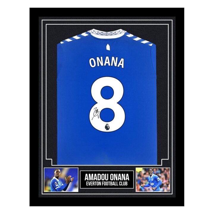 Signed Amadou Onana Framed Shirt - Everton Football Club