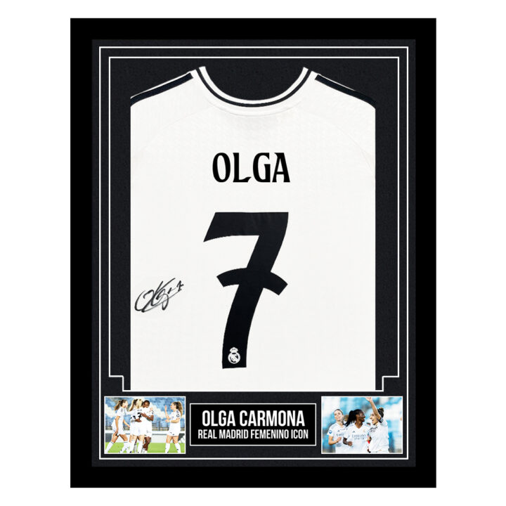 Signed Olga Carmona Framed Shirt - Real Madrid Femenino Icon