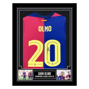 Signed Dani Olmo Framed Shirt - Champions League 2024/25