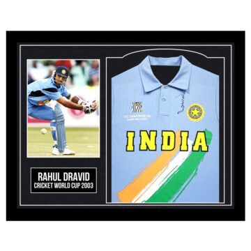 Framed Rahul Dravid Signed Shirt - Cricket World Cup 2003