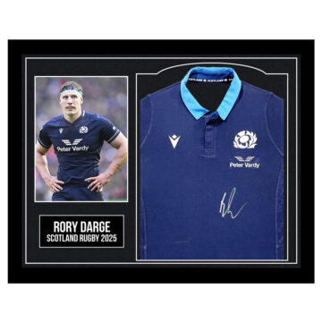 Framed Rory Darge Signed Shirt - Scotland Rugby 2025
