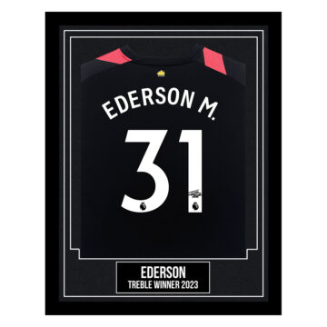 Ederson Signed Framed Shirt - Treble Winner 2023