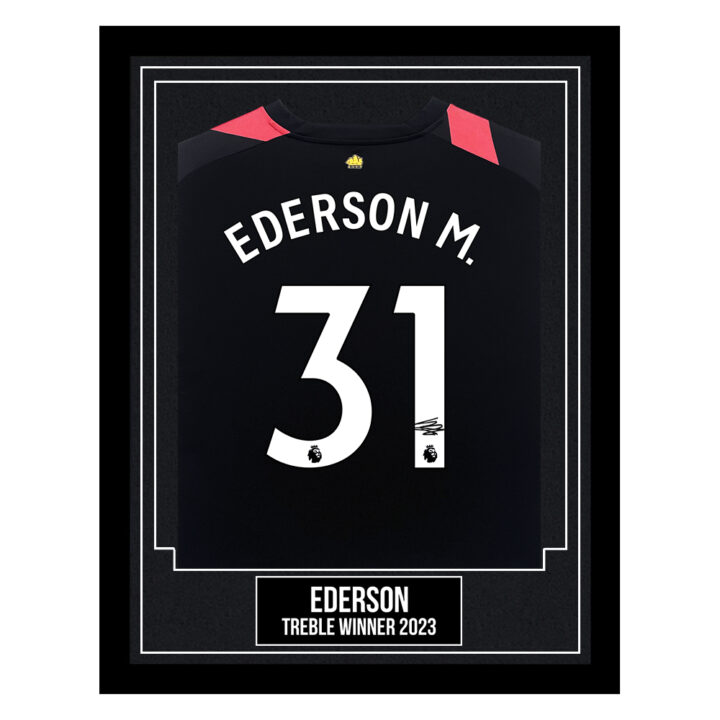Ederson Signed Framed Shirt - Treble Winner 2023