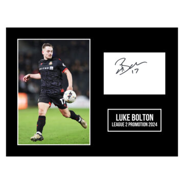 Signed Luke Bolton Photo Display 16x12 - League 2 Promotion 2024