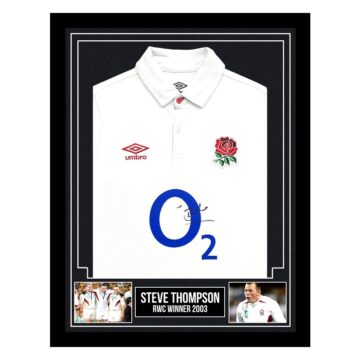 Signed Steve Thompson Framed Shirt - RWC Winner 2003
