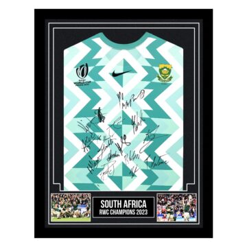 Signed South Africa Framed Away Shirt - RWC Champions 2023