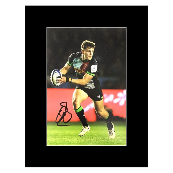 Signed Oscar Beard Photo Display - 16x12 Harlequins Rugby Icon