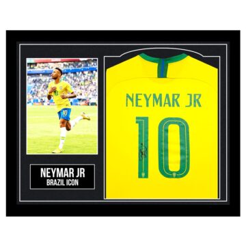 Framed Neymar Jr Signed Shirt - Brazil Icon Autograph