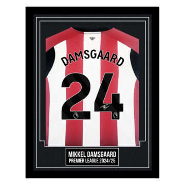 Mikkel Damsgaard Signed Framed Shirt - Premier League 2024/25