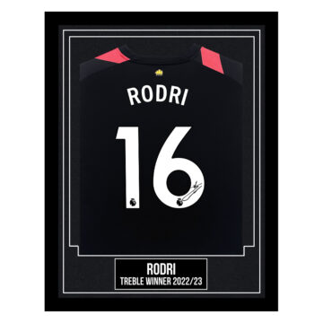 Rodri Signed Framed Shirt - Treble Winner 2022/23