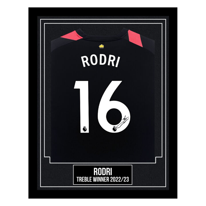 Rodri Signed Framed Shirt - Treble Winner 2022/23