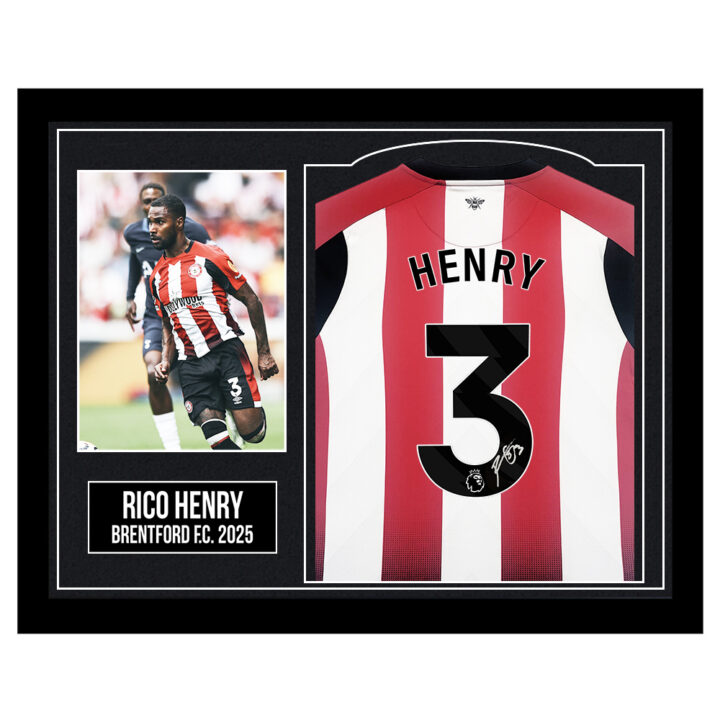 Framed Rico Henry Signed Shirt - Brentford F.C. 2025