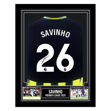 Signed Savinho Framed Shirt - Premier League 2025