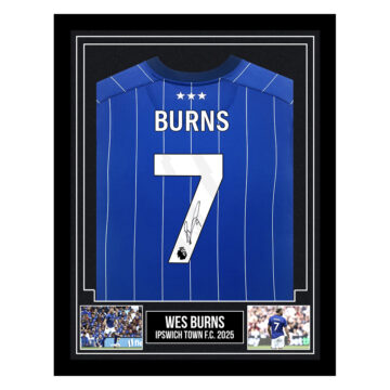 Signed Wes Burns Framed Shirt - Ipswich Town F.C. 2025