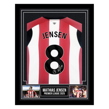 Signed Mathias Jensen Framed Shirt - Premier League 2025