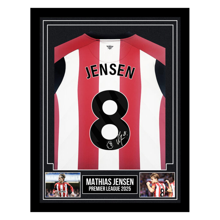 Signed Mathias Jensen Framed Shirt - Premier League 2025