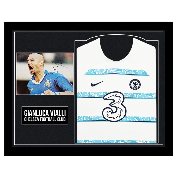 Signed Gianluca Vialli Framed Display Shirt - Chelsea Football Club