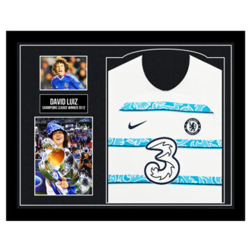 Signed David Luiz Framed Display Shirt - Champions League Winner 2012